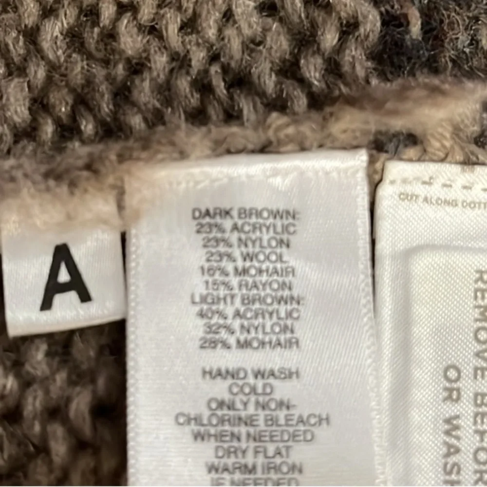 LOFT Mohair Brown Wide Stripe Open Cardigan Sweater XS - Picture 13 of 13